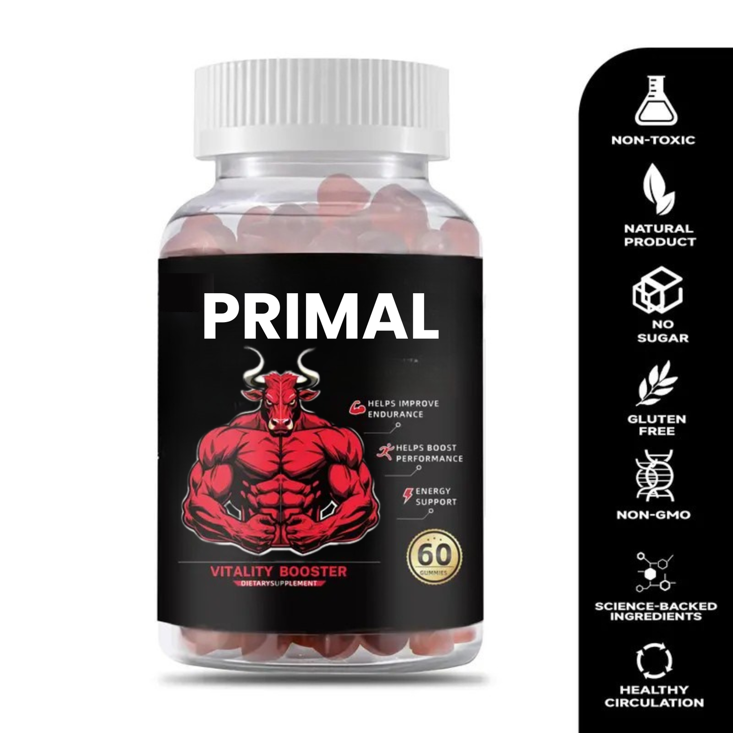 7-in-1 Nitric Oxide Booster - Maca Root & L-Arginine & Ashwagandha & Horny Goat Weed & Shilajit & Tongkat Ali & Beet Root Gummy for Blood Flow, Energy & Stamina Support | 100% Natural