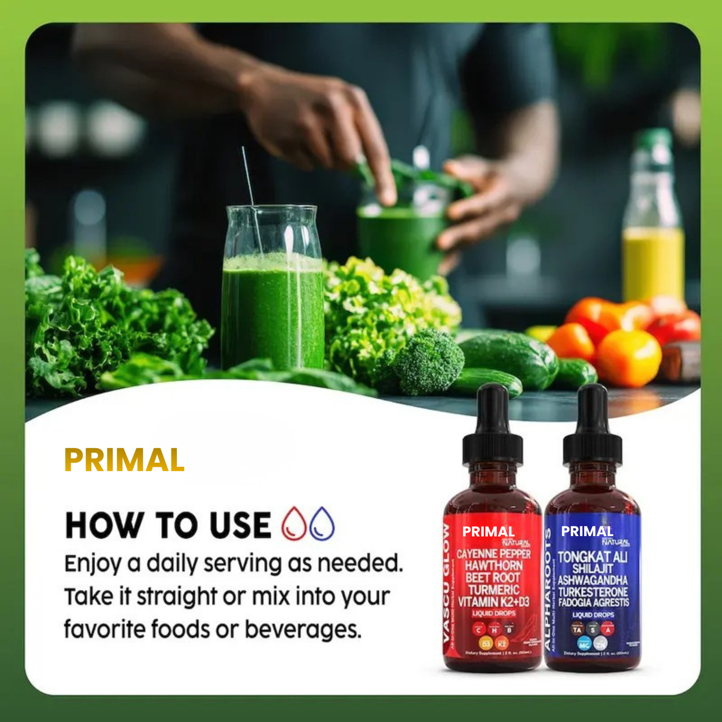 Cardio Energy Duo | Cayenne Pepper, Hawthorn, Tongkat Ali, Shilajit & More for Blood Flow & Daily Stamina Liquid Drops [Vascu Glow + Alpha Roots]