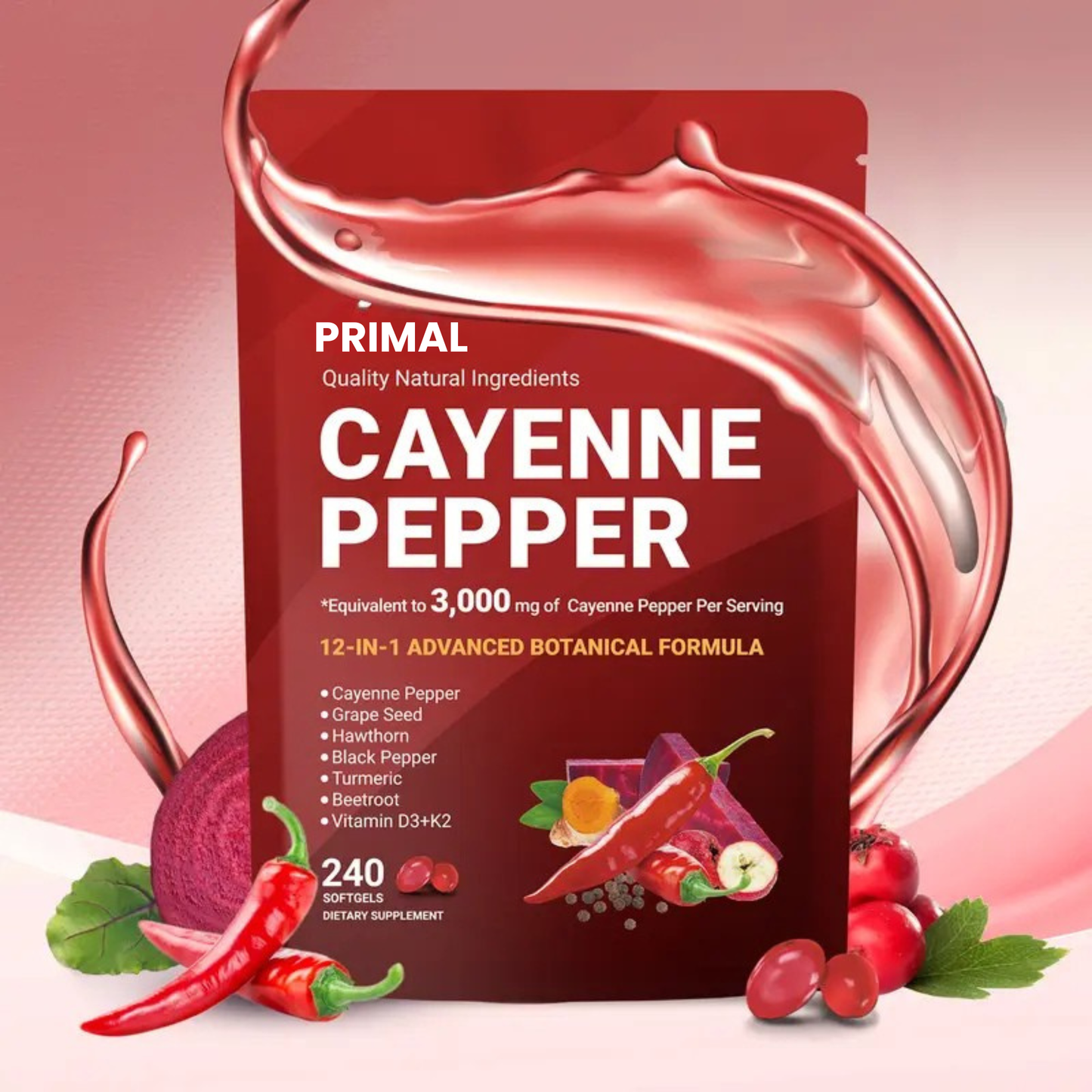 Cayenne Pepper Softgels Supplement (240 Softgels /1 Bag)