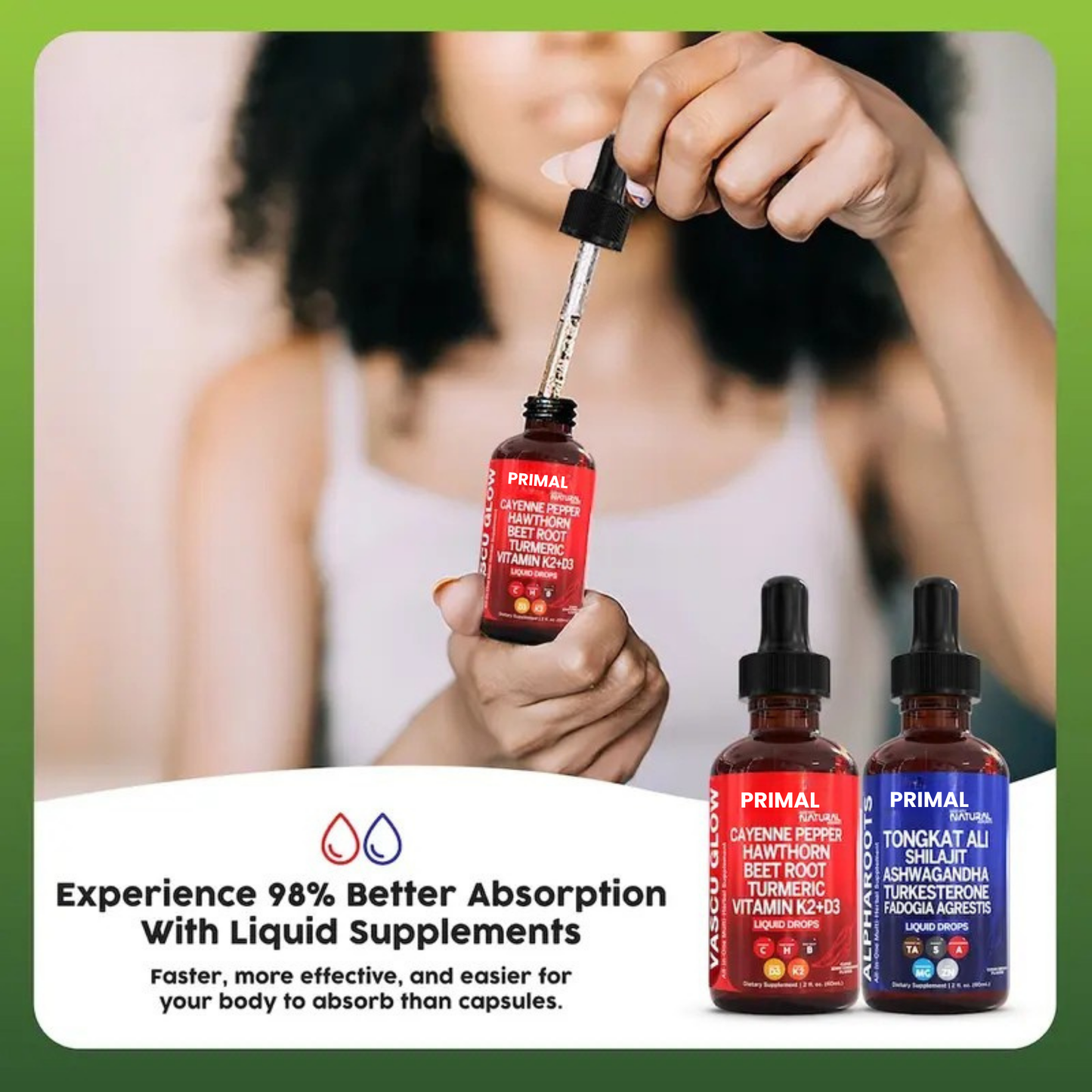 Cardio Energy Duo | Cayenne Pepper, Hawthorn, Tongkat Ali, Shilajit & More for Blood Flow & Daily Stamina Liquid Drops [Vascu Glow + Alpha Roots]